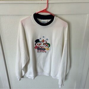 Vintage Women's Petite Large Crewneck Snowman Sweatshirt
